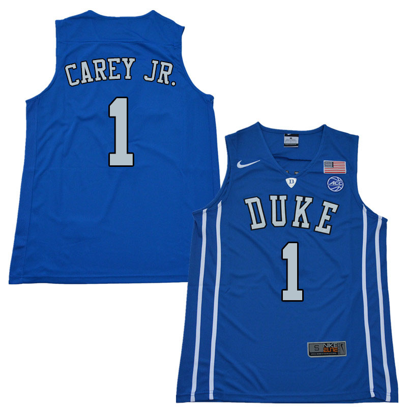 Men #1 Vernon Carey Jr. Duke Blue Devils College Basketball Jerseys Sale-Blue